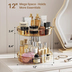 LAMU 2 Pack 2 Tier Lazy Susan Turntable Organizer 12'' Rotating Spice Rack - Image 2