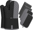 Oven Mitts and Pot Holders Sets 6pcs, Kitchen Oven Glove, High Heat Resistant by OvenMitts