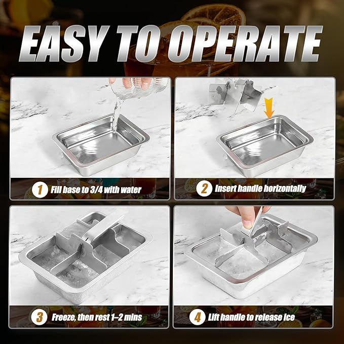 Ice Cube Trays, 4 Pack Large 6-cube Stainless Steel Ice Cube Trays - Image 7