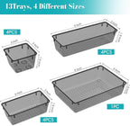 StorMiracle 13 PCS Clear Plastic Drawer Organizers Set, 4 Size Desk Drawer - Image 2