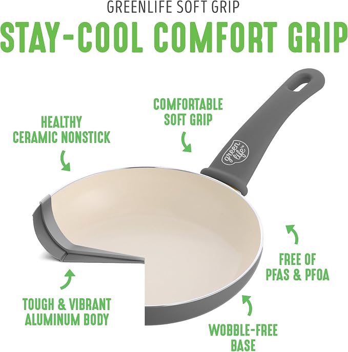 GreenLife 16 Piece Nonstick Cookware Set, Soft Grip Non-Toxic PFAS-Free Ceramic - Image 4