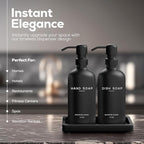 Black Glass Hand and Dish Soap Dispenser Set by Brighter Barns - Image 2