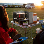 REDCAMP Folding Outdoor Stove Windscreen, 10 Plates Iron Camping Stove - Image 8