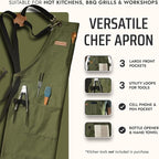 Asaya Chef and BBQ Apron with Bottle Opener and Hand Towel - 10oz Cotton Canvas - Image 2