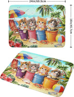 Lovely Cat Dish Drying Mat for Kitchen Counter Holiday Beach Absorbent Coffee - Image 2