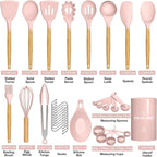 Umite Chef Silicone Kitchen Utensils Set, 33 Piece Non-Stick Kitchen Utensils - Image 3