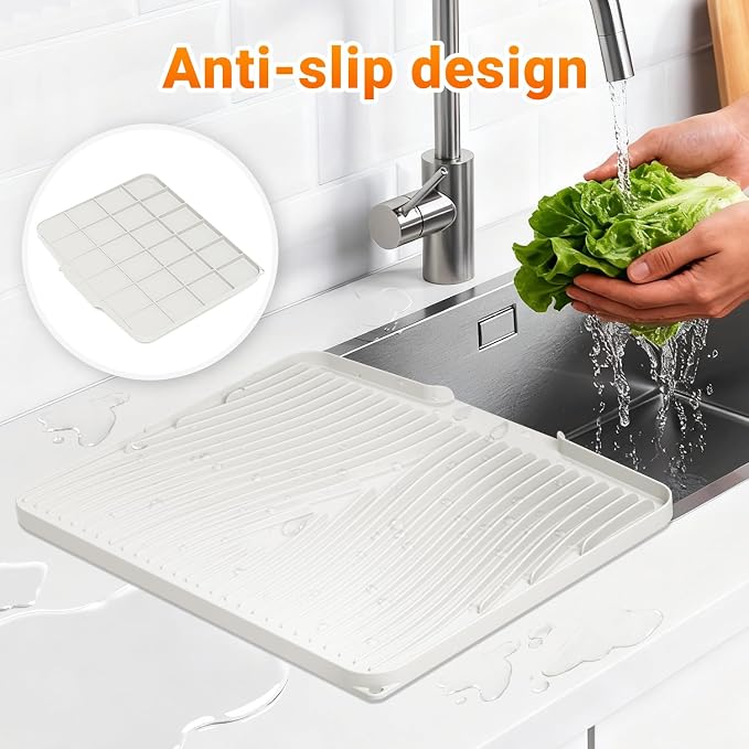 Silicone Dish Drying Mat for Kitchen Counter, Dish Drying Pad, Non-Slip Drain - Image 6