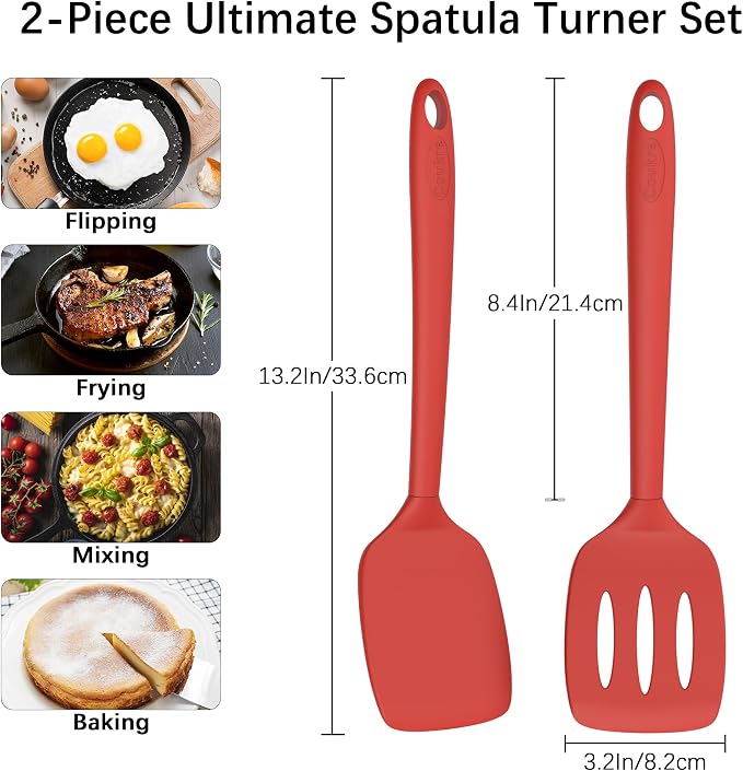 Coukre 2 Pack Silicone Spatula Set, High Heat Resistant, BPA Free Kitchen - Image 2