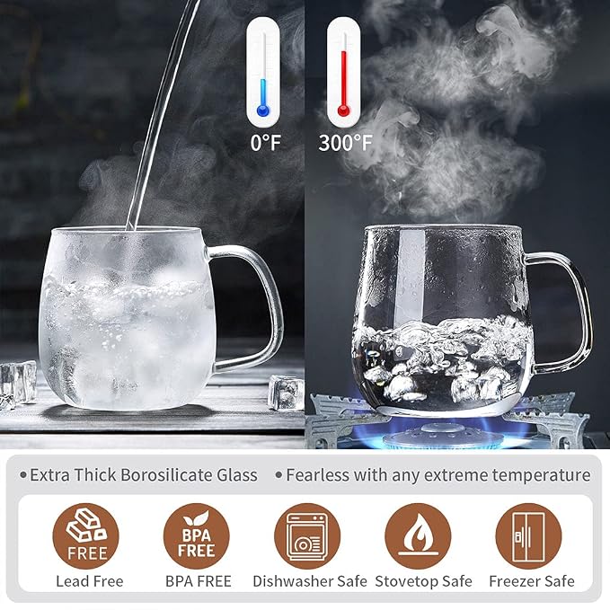 DOPUDO Glass Tea Cup with Infuser and Lid, 17.6oz/520ml Large Borosilicate - Image 5