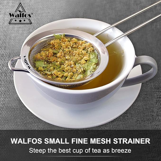 Walfos Fine Mesh Strainers Set, Premium Stainless Steel Colanders and Sifters - Image 7