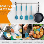 Cooking Utensils Set of 4, E-far Silicone Kitchen Utensils - Image 5