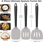 Coukre 3 Pack Silicone Spatula Set, High Heat Resistant, Fish Spatula, Solid & - Image 2