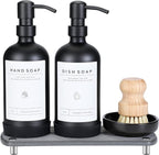 Kitchen Soap Dispenser Set - 16OZ Black Glass Bottle by ORCHID+HOME