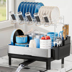 Ewaiira Dish Drying Rack, 2 Tier Large Dish Rack, Stainless Steel Dish Drainer by EwaiiraHomeStorageOrganizer