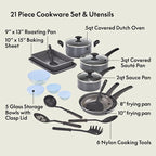bella Cookware Set with Glass Lids with Nonstick, PFOA Free and Scratch - Image 3