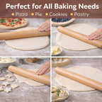17 Inch French Rolling Pin, Wooden Dough Roller - Image 3