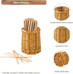 Wood Rattan Coffee Stirrer Holder Set - Image 3