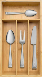 guiogc Bamboo Silverware Organizer, Kitchen Drawer Organizer by guiogc
