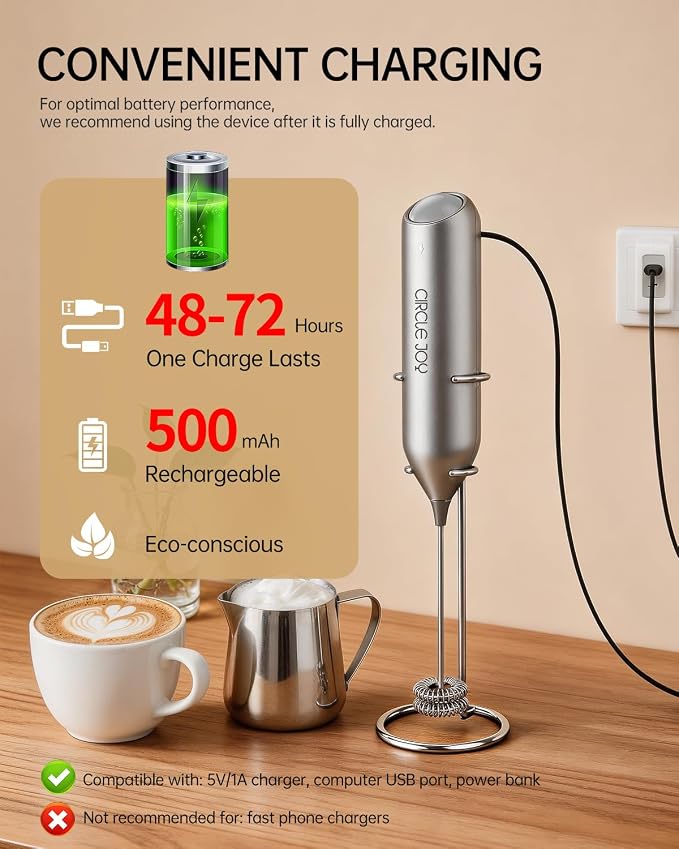 CIRCLE JOY Rechargeable Milk Frother Handheld - Image 3