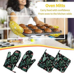 Trendy Cactus Oven Mitts and Pot Holders Sets of 4, Heat Resistant Silicone - Image 7