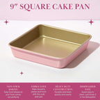 Paris Hilton Nonstick Carbon Steel Bakeware Collection, 9-Inch Square Cake Pan - Image 2