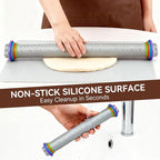 Adjustable Rolling Pin with Thickness Rings, 12.8" Silicone Non Stick Dough - Image 3