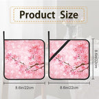 Pink Blooming Cherry Blossoms Pot Holder Set of 2, Heat Resistant Potholders - Image 2