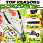Kitchen Tongs Set of 3-7/9/12" Silicone Tipped Tongs - Image 4