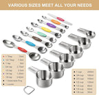 Stainless Steel Measuring Cups & Spoons Set, EWFEN Kitchen Tools Nesting - Image 2