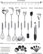 Berglander Kitchen Utensils Set 38 Pieces, Stainless Steel Cooking Utensils Set - Image 2