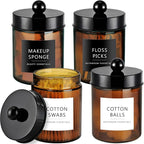Amolliar Amber Glass Qtip Holder, Apothecary Jars by Amolliar
