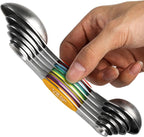 Magnetic Measuring Spoons Set Stainless Steel Stackable Dual Sided Teaspoons - Image 4