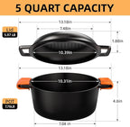 Cast Iron Dutch Oven Pot with Skillet Lid – Pre-Seasoned – Skillet Lid Cooking - Image 3