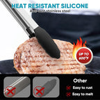 3 Pack Silicone Tongs for Cooking, Maywe Tanso 9 Inch Cooking Kitchen Tongs - Image 2