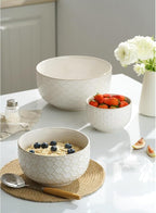 Mikiegy Ceramic Mixing Bowls Set of 4, Nesting Ceramic Embossment Stoneware - Image 8