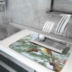 Winter Dish Drying Mat for Kitchen Counter Cardinal Birds Pine Trees Festival - Image 5