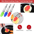 Mini Kitchen Tongs with Silicone Tips, 3-Piece Set, 7-Inch Non-Stick Small - Image 5