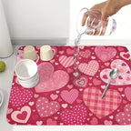 Valentine's Day Dish Drying Mat 18 x 24 Inch Heart Shaped Pattern Dish Drying - Image 6
