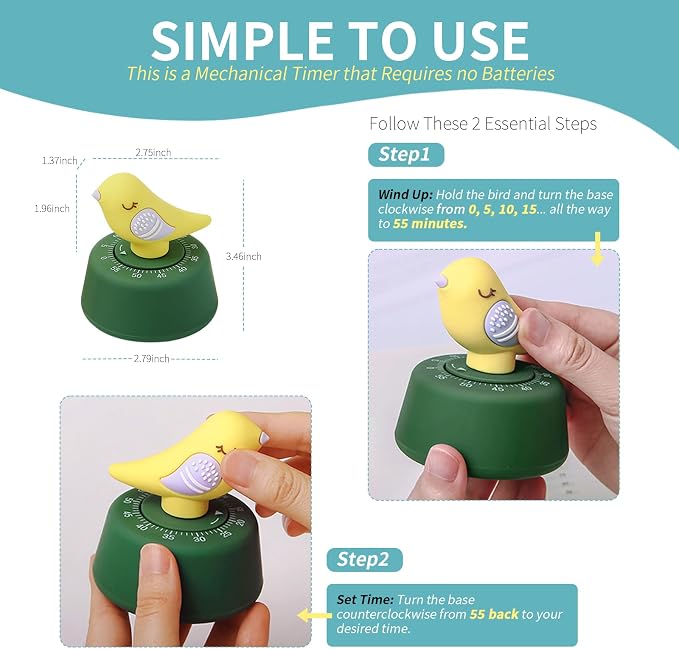 Mechanical Kitchen Timer, Cute Timer - Image 3