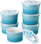 vancasso 8 oz Ramekins with Lid, Porcelain Creme Brulee Souffle Dishes by vancasso