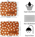 Hello Fall Drying Mat for Kitchen Counter Autumn Orange Pumpkin Dry Dish Mat - Image 2
