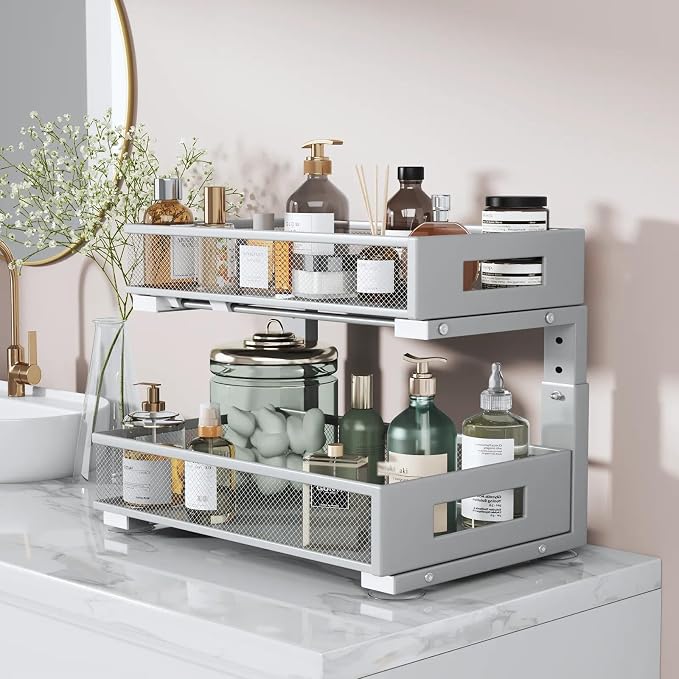 1 Pack 17IN Depth Under Sink Organizer, 2-Tier Pull Out Cabinet Organizer - Image 5