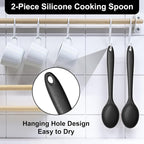 E-far Silicone Cooking Spoon Set of 2, Heat Resistant Kitchen Spoons Utensils - Image 5