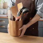 Bivvclaz Acacia Wood Utensil Holder, 360°Rotating 7.2" Utensil Holder - Image 7