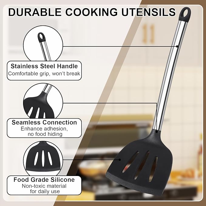 Silicone Cooking Utensils Set, Vayvnt 8 PCS Kitchen Utensils Set - Image 3