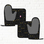 Fun Black Cat Oven Mitts and Pot Holders Set of 4 Silicone Heat Resistant Oven - Image 5