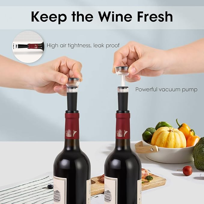 Beneno Wine Opener with Silicone Leak Proof Wine Vacuum Stopper, Zinc Alloy - Image 4