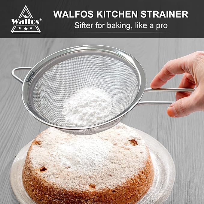Walfos 7.8 Inch Fine Mesh Strainer, Premium Stainless Steel Colanders and - Image 6