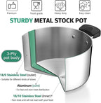 P&P CHEF 6 Qt Stockpot with Lid, Stainless Steel Cooking Stock Pot - Image 4