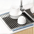 MECHEER Over The Sink Dish Drying Rack, Roll Up Dish Drying Rack Kitchen Dish - Image 2